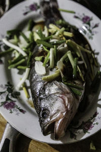 Close-up of food in plate on table