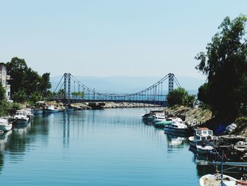 View of bridge over river against sky