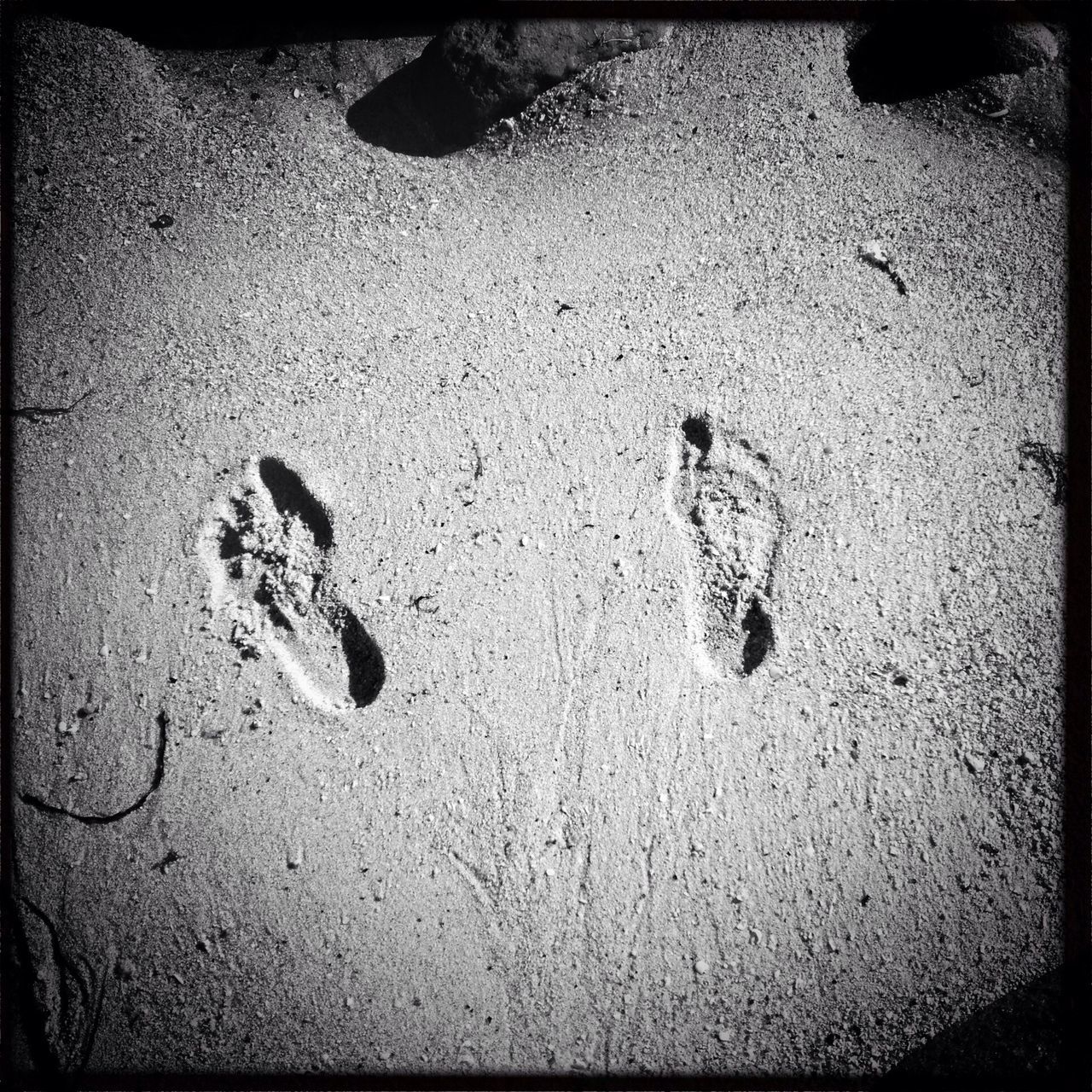 transfer print, auto post production filter, sand, high angle view, beach, ground, textured, footprint, close-up, vignette, nature, sunlight, day, outdoors, no people, street, asphalt, shadow, shore, full frame