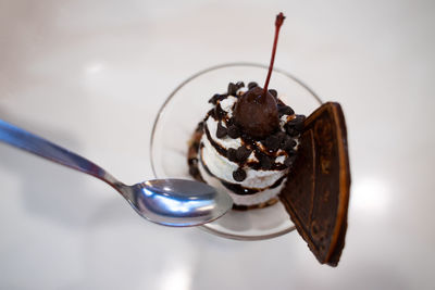 Close-up of ice cream in plate