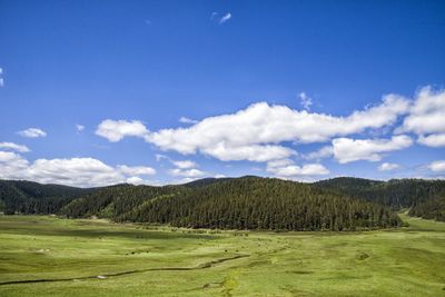 Scenic view of landscape against cloudy sky