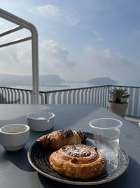 High angle view of drink on table