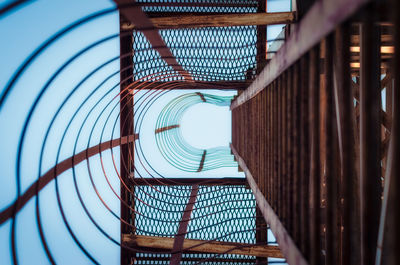 Low angle view of spiral staircase of building