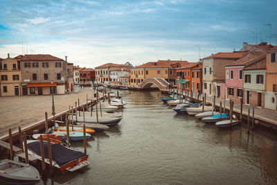 Boats moored at canal