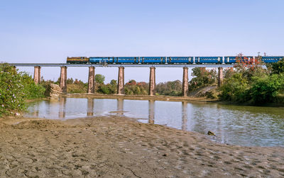 Bridge over river against clear sky