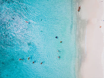 High angle view of people on swimming pool