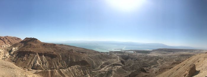 Scenic view of dramatic landscape against clear sky