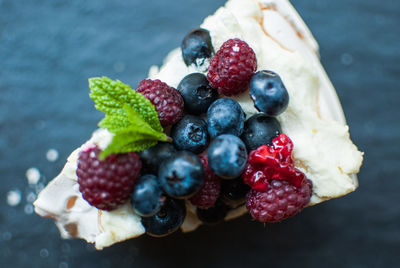 Close-up of fruits on sweet food