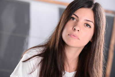 Portrait of beautiful woman at home