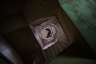 High angle view of staircase in abandoned building