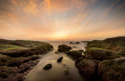 Scenic view of sea against sky during sunset