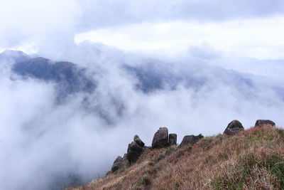 Low angle view of mountain against sky