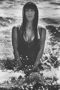 Portrait of woman in water