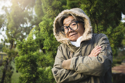 Close-up woman wearing warm clothing