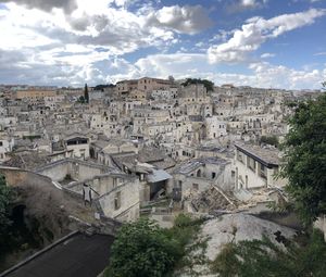 High angle view of townscape against sky