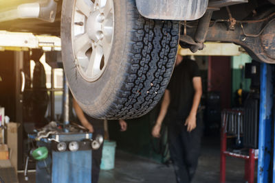 Man working in car