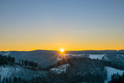 Scenic view of landscape against sky during sunset