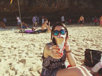 Woman enjoying at beach