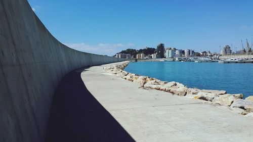 View of river passing through city