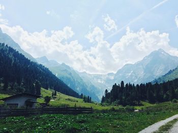 Scenic view of mountains against sky