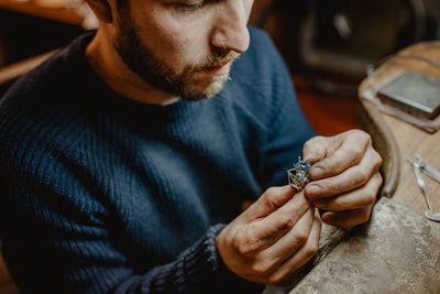 Man holding cigarette