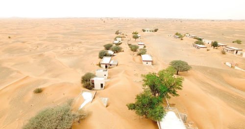 High angle view of desert against sky
