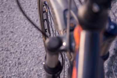 High angle view of bicycle parked on street