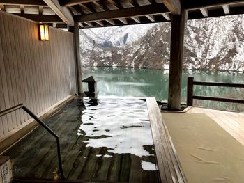 Scenic view of snow covered window