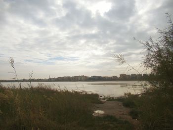 Scenic view of lake against sky
