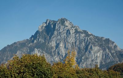 Scenic view of mountains against clear sky