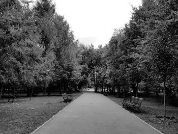 Road amidst trees in park against sky