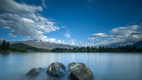 Scenic view of lake against sky