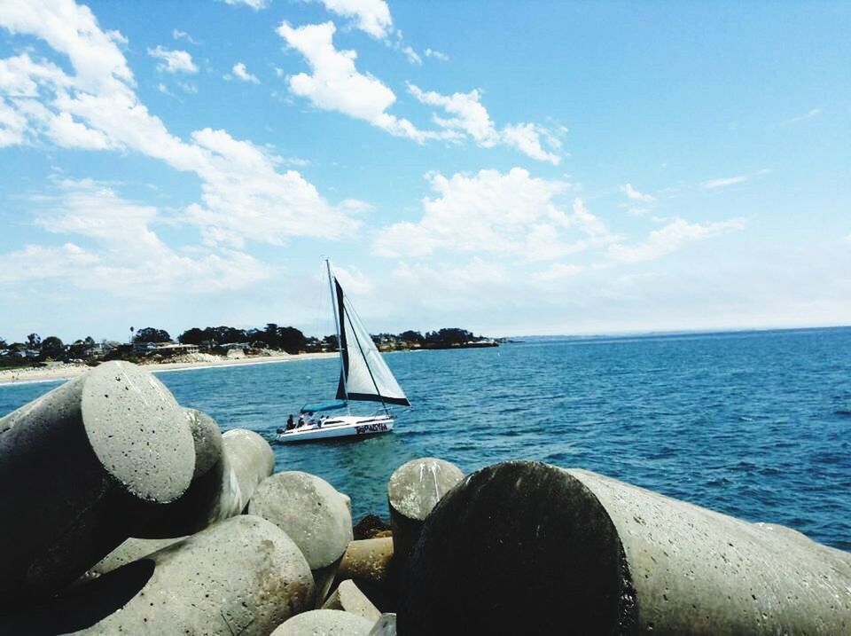 transportation, nautical vessel, mode of transport, sea, water, boat, horizon over water, sky, moored, sailboat, tranquility, tranquil scene, blue, scenics, beauty in nature, travel, nature, sailing, cloud - sky, day