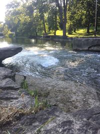 Water flowing through rocks