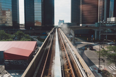 Railroad tracks in city