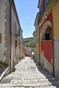 The narrow street of sepino, a medieval village of molise region in italy.