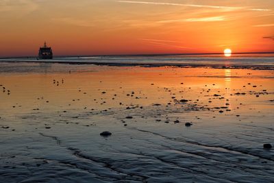 Scenic view of beach during sunset