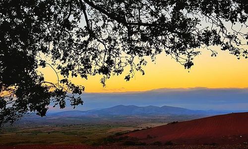 Scenic view of landscape at sunset