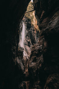 Low angle view of waterfall