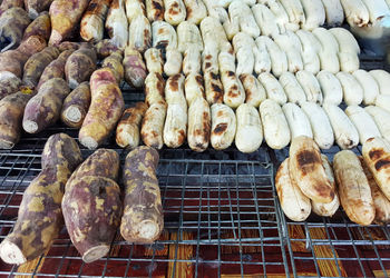 High angle view of meat for sale