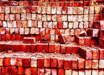 Full frame shot of multi colored brick wall