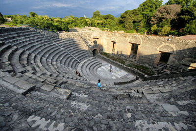 High angle view of old ruins