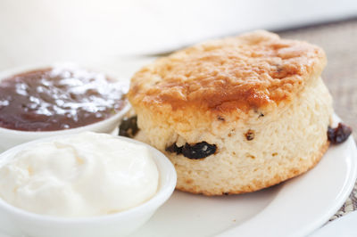 Close-up of cake served in plate