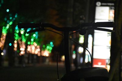 Defocused image of illuminated city at night