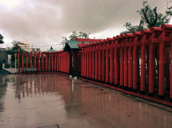 View of red building against sky