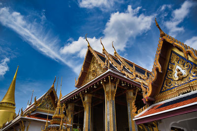 Low angle view of temple building against sky