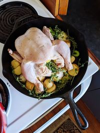 High angle view of food on table