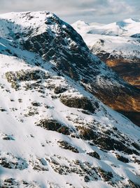 Scenic view of snow covered mountains