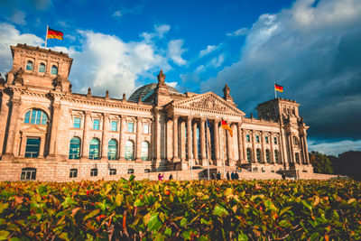 Low angle view of historical building against sky