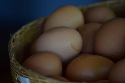 Close-up of eggs in basket